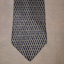 Tie Necktie Diamond Geometric Silver Blue 56&quot; Zylos George Machado All Silk - $11.99