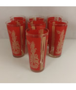 MCM Culver Red &amp; Gold Glasses Hindu/Thai Goddess Lord Shiva 7pcs 14oz 6.... - $47.37 CAD