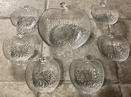 Vintage Italian Salad Fruit Dessert Textured Glass Apple Shaped 7 Piece ... - $34.66