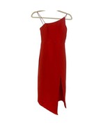 PRINCESS POLLY Women&#39;s Red Asymmetric Spaghetti Strap Zip Midi Dress Size 2 - $11.70 CAD
