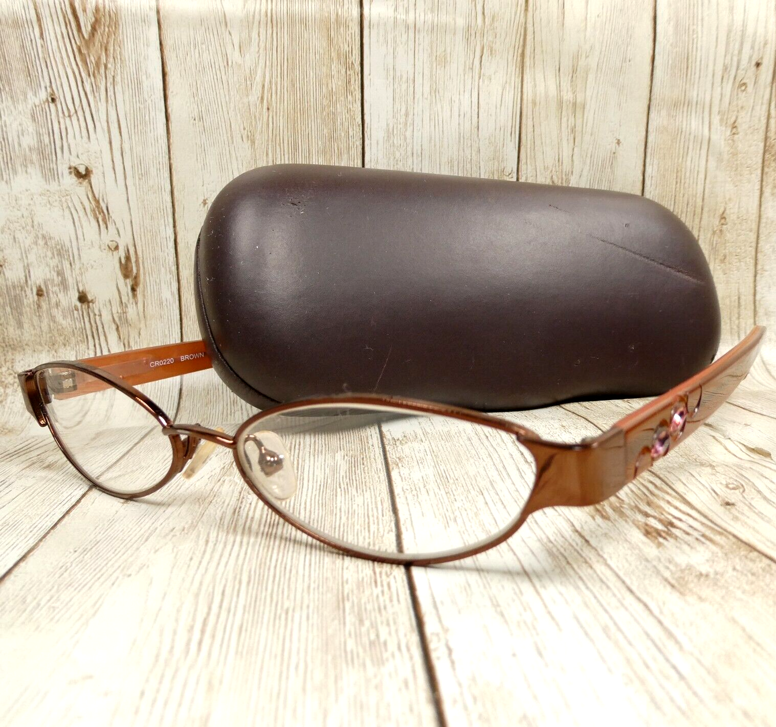 Cynthia Rowley Brown Metal Oval Eyeglasses FRAMES ONLY &amp; Case - CR0220 5... - $21.26
