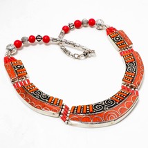 Red Coral Gemstone Christmas Gift Fashion Jewelry Necklace Nepali 18&quot; SA 4612 - £19.96 GBP
