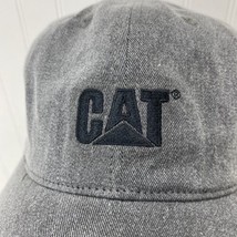 CATERPILLAR Diesel Gray Denim 6 Panel Adjustable Hat Black Embroidered CAT Logo - £12.78 GBP