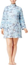 Miss Elaine Womens Plus Size Fleece Floral Print Short Robe,Blue Floral,1X - £31.64 GBP