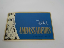  Vintage Hotel Baggage Label Sticker From Hotel Ambassadeurs Athens Greece - $12.00