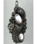 Native American White Stone Leaf &amp; Flower Necklace Pendant Sterling Silv... - $3,231.97 MXN