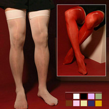 Womens Men 8d Nylon Ultra Shiny Glossy Stockings Elasticity Thigh High Pantyhose - £7.89 GBP