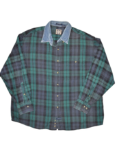 Vintage GH Bass Co Shirt Mens XL Plaid Flannel Button Down Denim Collar Wilton - £11.15 GBP