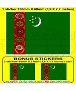 TURKMENISTAN Flagge TURKMEN Fahne Vinyl Sticker, Aufkleber 100mm (4") x1... - $3.41