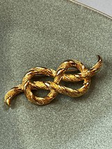 Monet Signed Large Goldtone Pretzel Twist Pin Brooch – 1 x 2 and 5/8th’s inches - £10.30 GBP