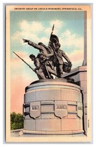 Infantry Group Lincoln Monument Springfield Illinois IL UNP Linen Postcard T22 - $2.92