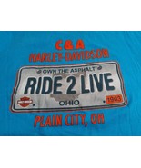 Plain City Ohio C&amp;A Harley Davidson 2XL Shirt Blue Own The Asphalt Ride ... - £21.81 GBP