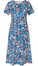 Floral Printed Maxi Dress Women Short Sleeved, Back Zipper  &amp; Pocket- Su... - $26.91 CAD