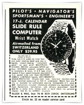 Print Ad Ollech &amp; Wajs Slide Rule Computer Wrist Watch 1967 2.5x3&quot; Adver... - $9.70