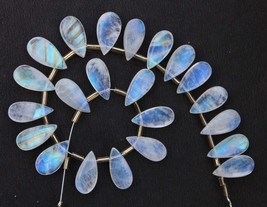 Natural 20 pieces smooth pear Rainbow Moonstone gemstone briolette bead,... - £85.99 GBP