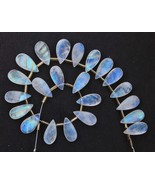 Natural 20 pieces smooth pear Rainbow Moonstone gemstone briolette bead,... - £86.13 GBP