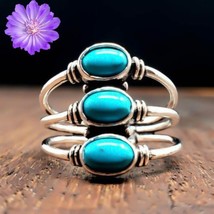 Turquoise Gemstone 925 Silver Ring Handmade Jewelry Ring All Size - £10.35 GBP