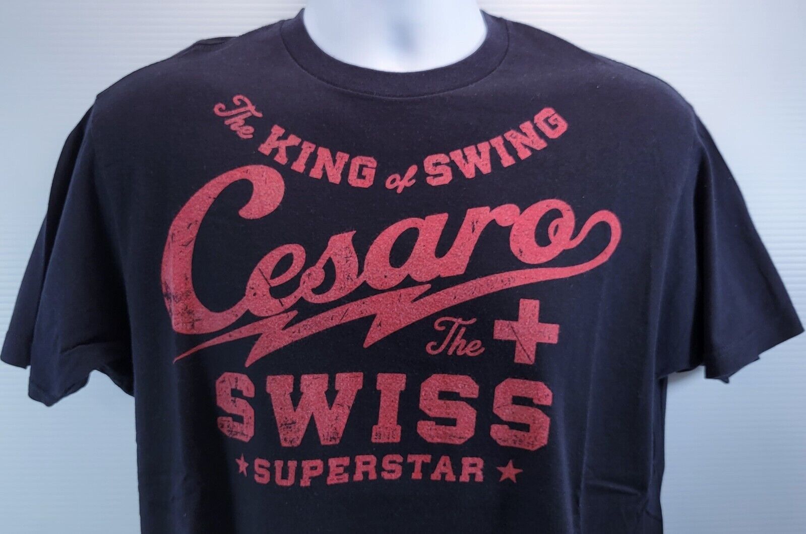 D) WWE Cesaro King of Swing Wrestling Black T-Shirt Ripple Junction Men's Large Item image 4