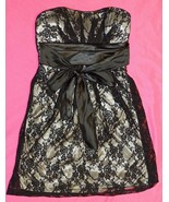 SPEECHLESS BLACK FLORAL LACE GOLD LINING TUBE STRAPLESS MINI DRESS TIE E... - £2.36 GBP