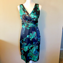 Evan-Picone Dress Womens 6 Used Black Green Blue Gray Career Cocktail Floral - £19.67 GBP