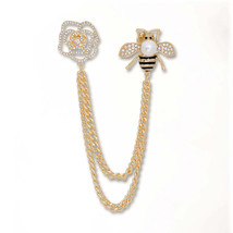 Brooch Luxe Bee Rose Chain Double Luxe Pin - $797.22 MXN