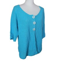 Lulu Blue Cardigan Knit Button Sweater Womens Large Bright Church Easter - £21.10 GBP