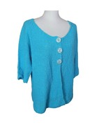 Lulu Blue Cardigan Knit Button Sweater Womens Large Bright Church Easter - £21.10 GBP