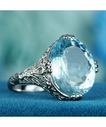 7.20 Ct. Natural Aquamarine Vintage Style Filigree Solitaire Ring in 14K... - $2,400.00