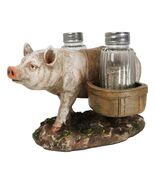Rustic Animal Farm Barn Porky Pig With Saddlebags Salt Pepper Shakers Ho... - €25,77 EUR