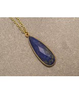 Gold Lapis Lazuli Necklace, Gold Lapis Pendant, September Birthstone Nec... - $52.58 CAD
