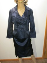 NINE WEST Navy Blue 2 Piece Skirt Suit 4P Double Breast Regal Pleated Sk... - £58.95 GBP
