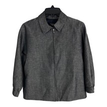 Talbots Womens Jacket Size 4P Gray Lined Pleated Zipper Pockets Linen No... - $29.24