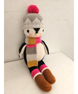 Cuddle + Kind Aspen Penguin Knitted Plush Stuffed Animal Pink Grey Hat S... - £23.34 GBP