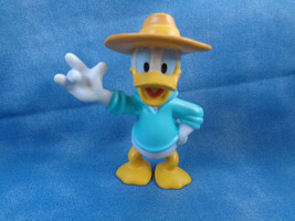 Disney Donald Duck Aqua Shirt &amp; Yellow Wide Rim Hat PVC Figure or Cake T... - £1.43 GBP