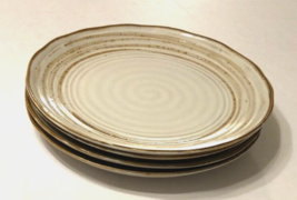 Set of 4 Swirl Retired Retroneu Stoneware 1319 Rustic Beige Dinner Plate... - $84.68