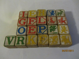 21 Vintage Wood Toy Alphabet Blocks 8 Disney Character Blocks - £7.83 GBP