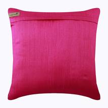Basket Weave 16&quot;x16&quot; Silk Fuchsia Pink Pillows Cover, Fuchsia N Half - £23.71 GBP+