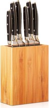 Ergonomic Bamboo Knife Block - Wide Design Countertop Knife Holder 10&quot;x8&quot;x5&quot; - £31.96 GBP