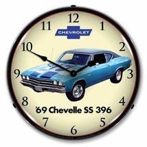 1969 Chevelle SS 396 LED Clock Garage Oil Car Man Cave Lighted Nostalgic - £189.91 GBP