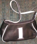 Leather handbag shoulderstrap black with white #1 - £4.74 GBP