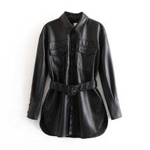 Pu Leather Coat Women Winter Single Breasted Long - £19.73 GBP