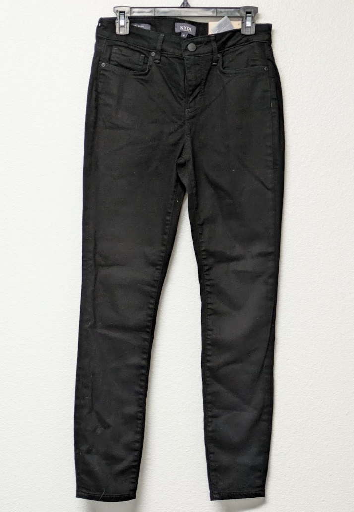 NYDJ Straight Leg Lift x Tuck Technology 5 Pocket Denim Jeans - Sz 4 Black - $27.43
