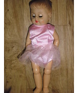 Old vintage doll with sleepy eyes pink outfit - £13.43 GBP
