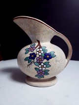 Belgium Art Pottery Hand Painted Floral 7&quot; Ewer Pitcher Vase Signed A. Dubois - £14.18 GBP