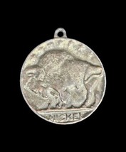 Vintage Buffalo &amp; Indian Head Nickel 1 1/2&quot; Medallion Pendant 1877 - £15.78 GBP