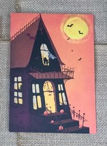 Connections From Hallmark Haunted House Black Cat Bats Halloween Greeting Card - £3.00 GBP