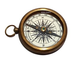 Antique Brass Pocket Compass Made For Royal Navy London W/ Leather case - £13.87 GBP