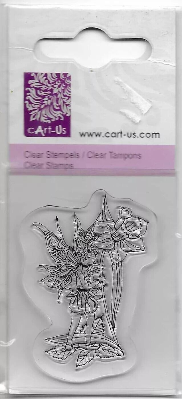 Cart-US. Elf With Daffodil - 4x6cm Stamp Set - $3.00