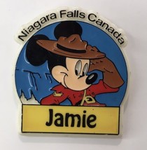 Vtg Walt Disney Plastic Niagara Falls Canada Personalized ~ Jamie ~ Mickey Pin - £12.17 GBP