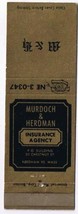 Matchbook Cover Murdoch &amp; Herdman Agency Insurance Needham Massachusetts  - £0.55 GBP